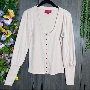 _💙2/$40💙NWOT Jennifer Lopez Long Sleeve Cream Scoop Neck Top Size Small